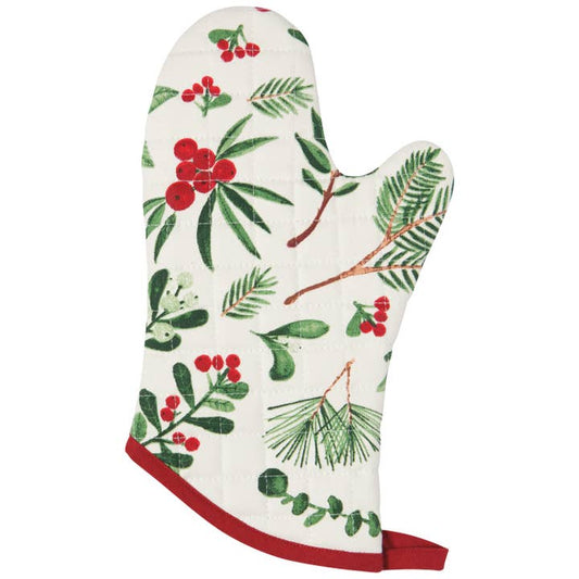 Pot Holder Oven Mitt Set - Winterberry Christmas