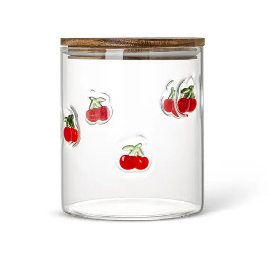 Glass Canister with Acacia Lid - Cherry Icon