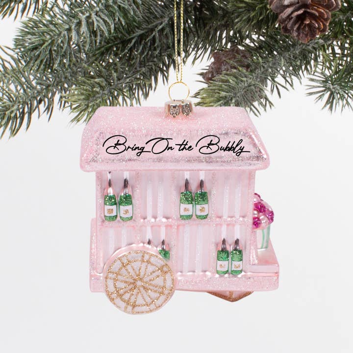 Glass Ornament - Bubbly Cart