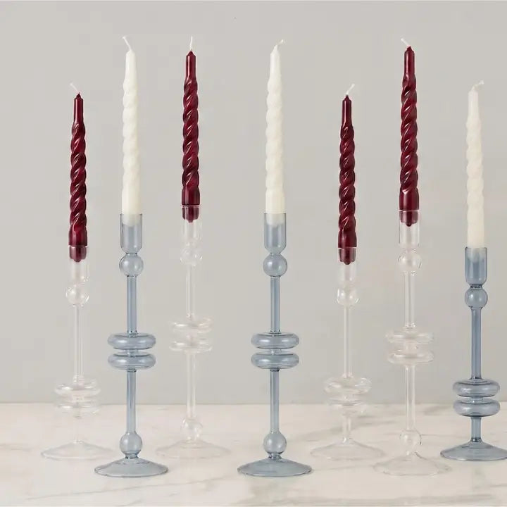 Lacquered Twisted Taper Candles - Merlot
