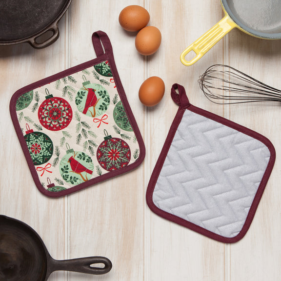 Pot Holder Oven Mitt Set - Good Tidings – Relish Decor