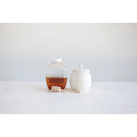 Stoneware Honey Jar with Honey Dipper