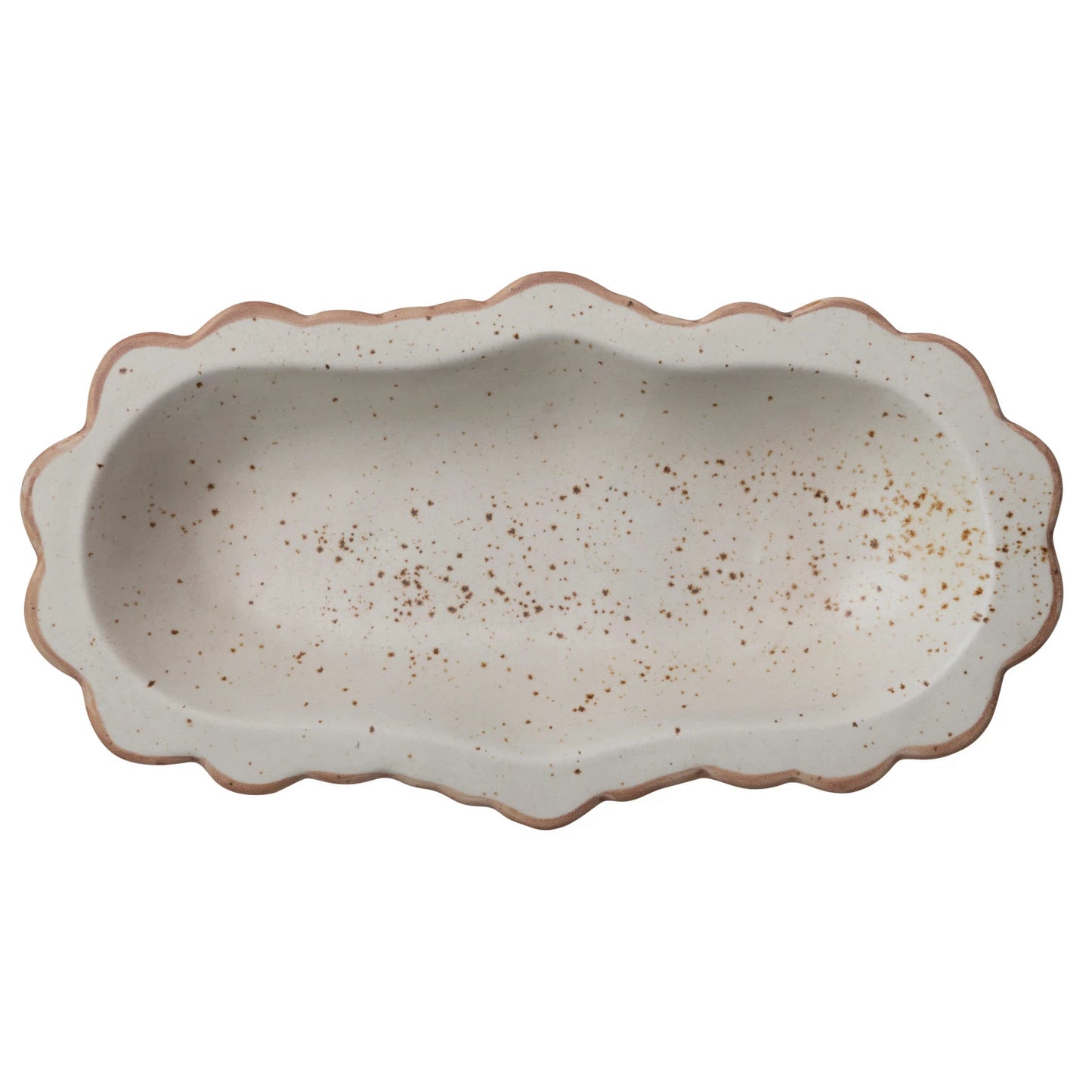 Stoneware Scalloped Platter - Cream Speckled