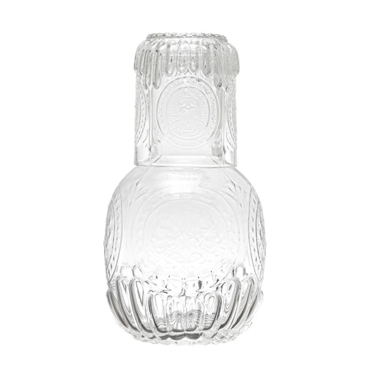 Embossed Glass Carafe & Drinking Glass Set