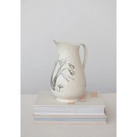 Stoneware Pitcher - Daffodil Sketch