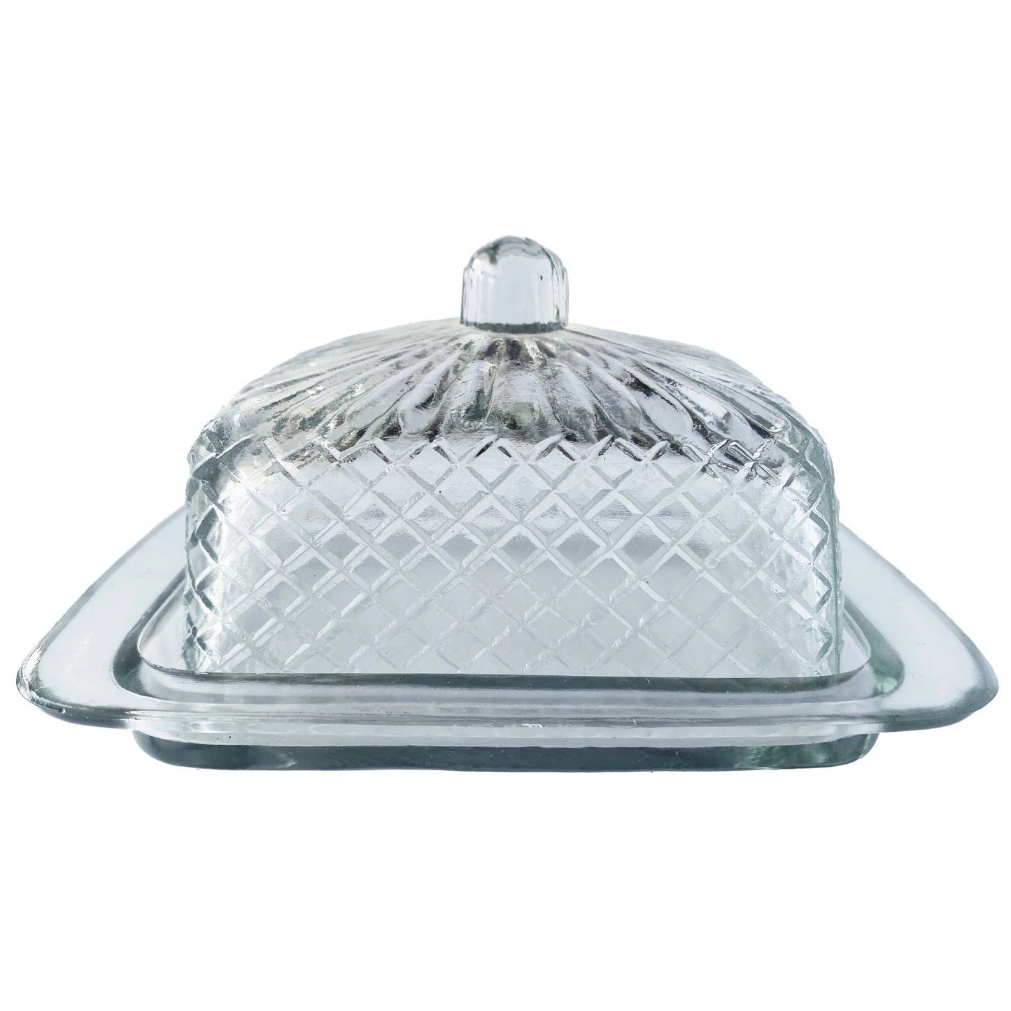 Cut Glass Butter Dish - Clear