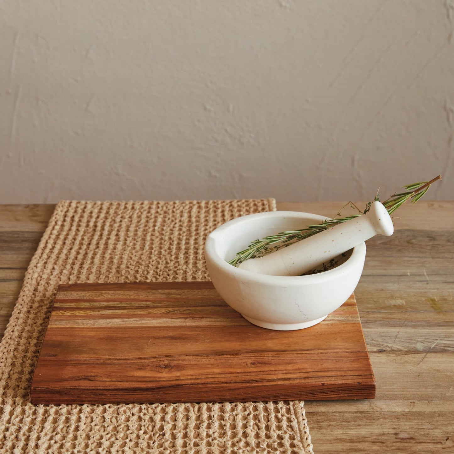 Stoneware Mortar & Pestle - White