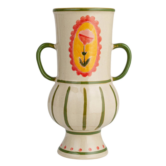 Stoneware Urn - Striped Floral