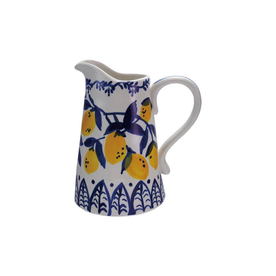 Stoneware Pitcher - Blue Lemons