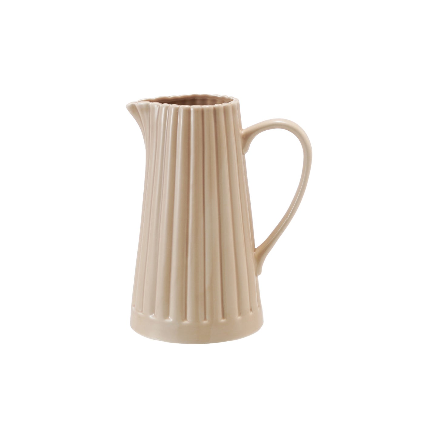 Ribbed Stoneware Pitcher - Cream