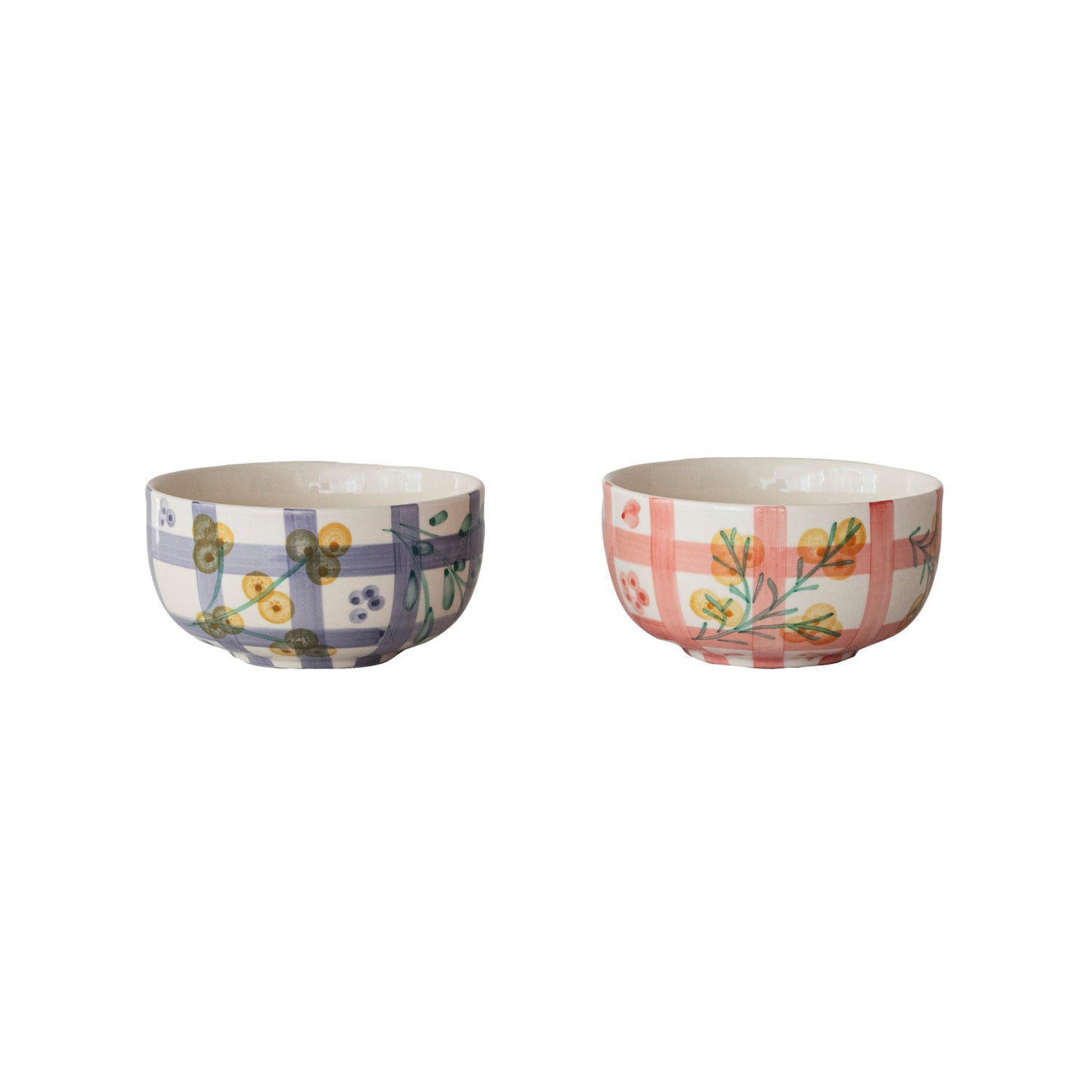 Botanical Grid Pattern Stoneware Bowl