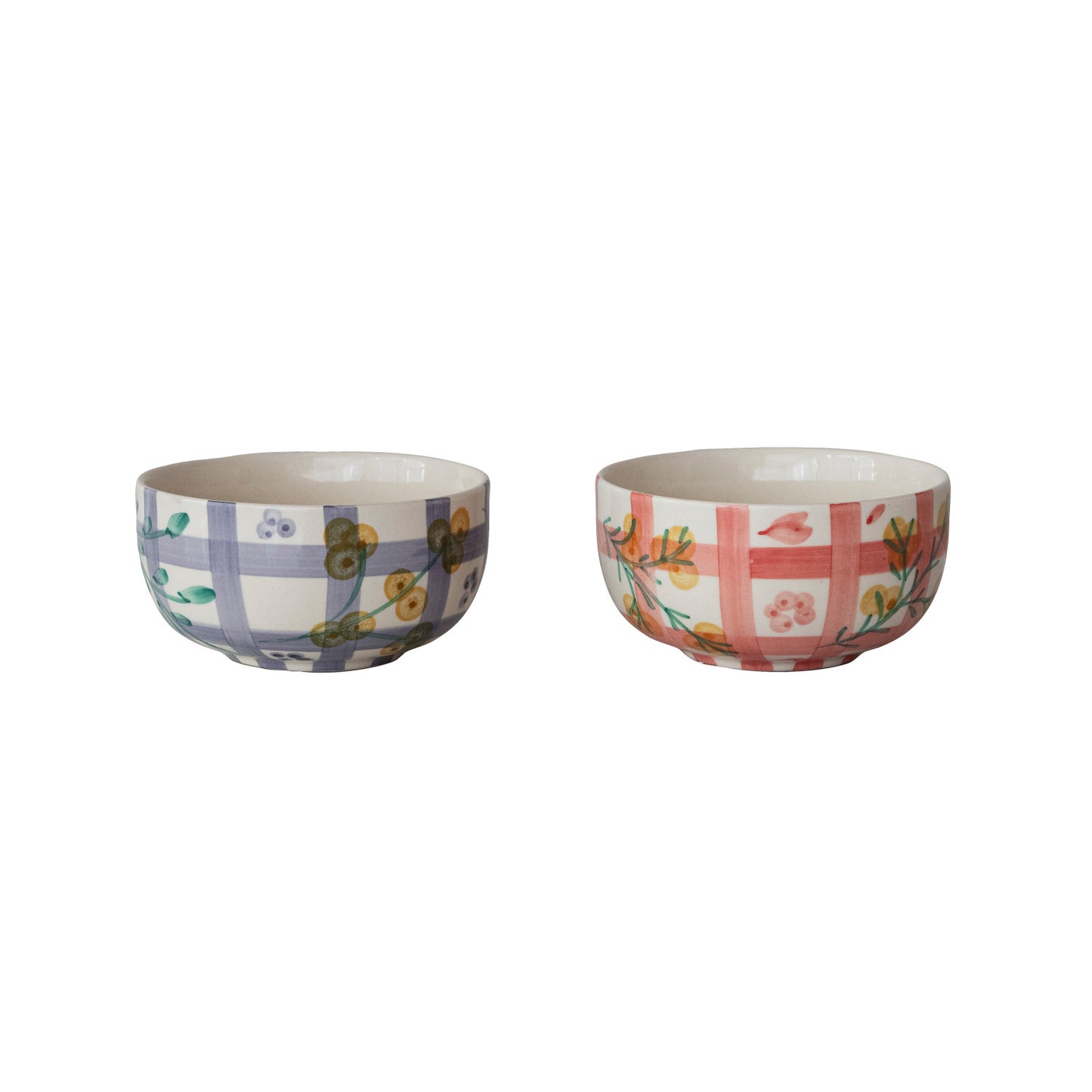 Botanical Grid Pattern Stoneware Bowl