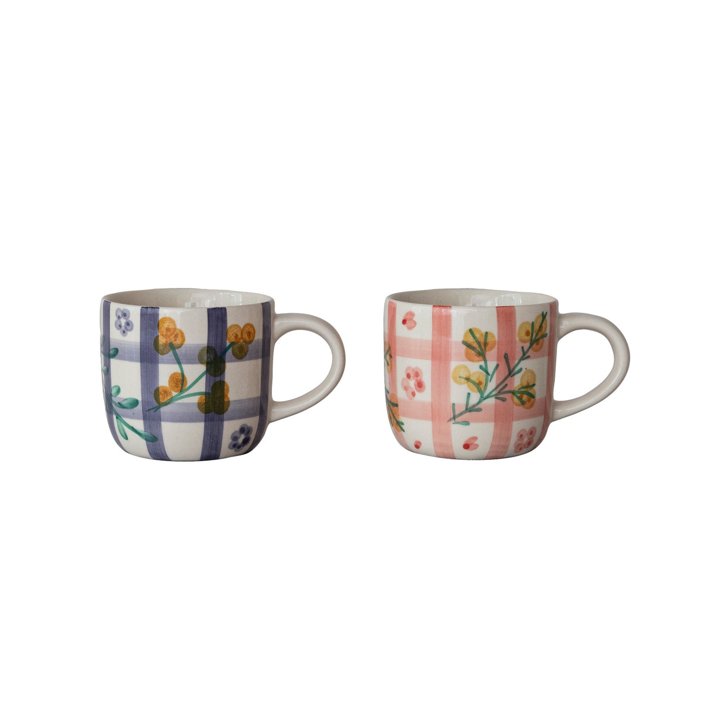 Botanical Grid Pattern Stoneware Mug