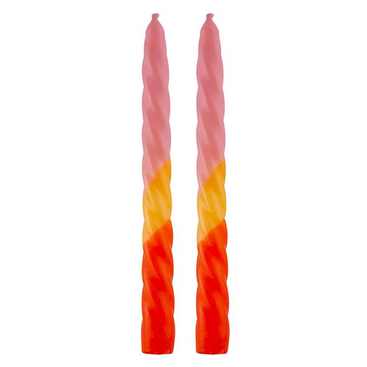 Tapered Candle Set - Pink, Yellow, Orange Ombre