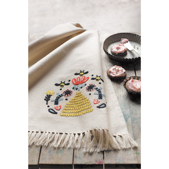 Frida Embroidered Tea Towel