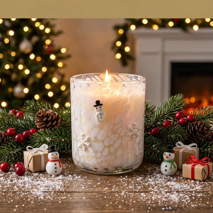 12 oz Icon Candle - Snowman & Snowflake