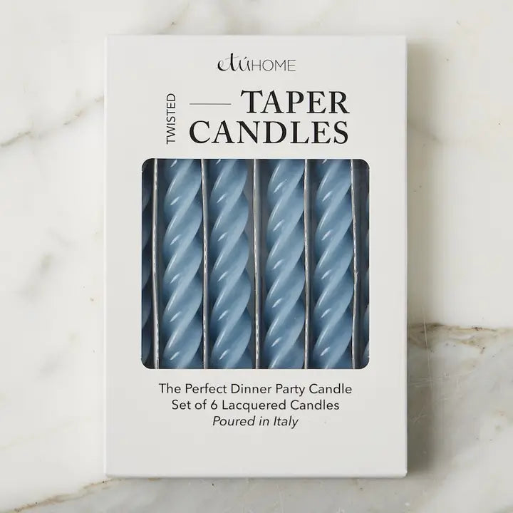 Lacquered Twisted Taper Candles - Denim