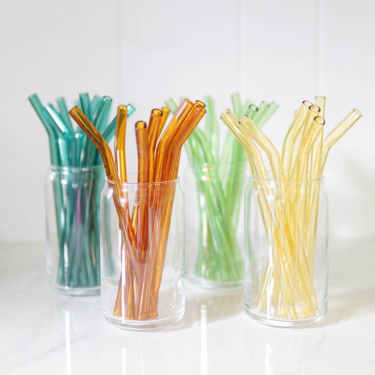 Green Bent Glass Straw