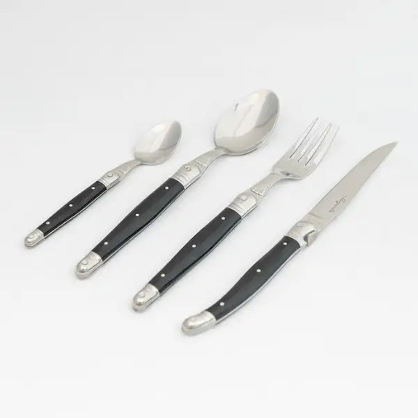 Jean Dubost 24 Pc Everyday Flatware Set - Black