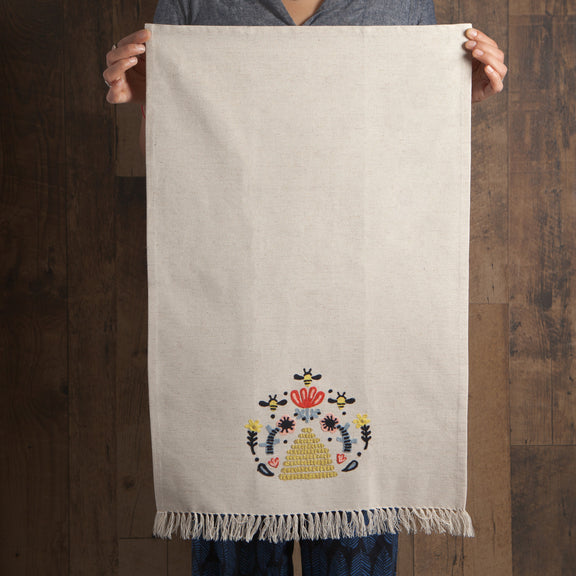 Frida Embroidered Tea Towel