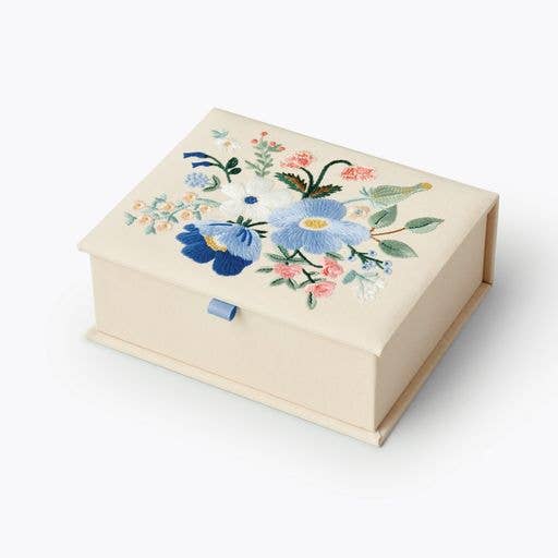 Rifle Paper Co Embroidered Keepsake Box - Garden Party Blue