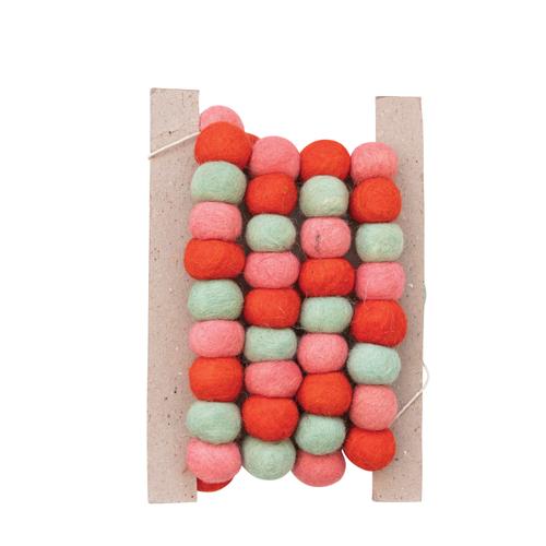 Felt Pom Pom Garland - Green, Pink, Green