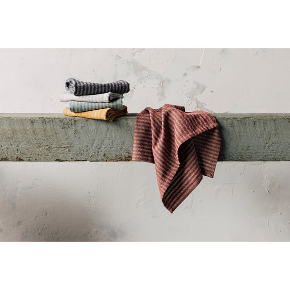 Linen Stripe Dishtowel - Wine