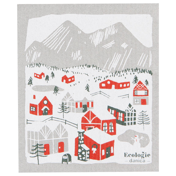 Swedish Dishcloth - Snowy Village