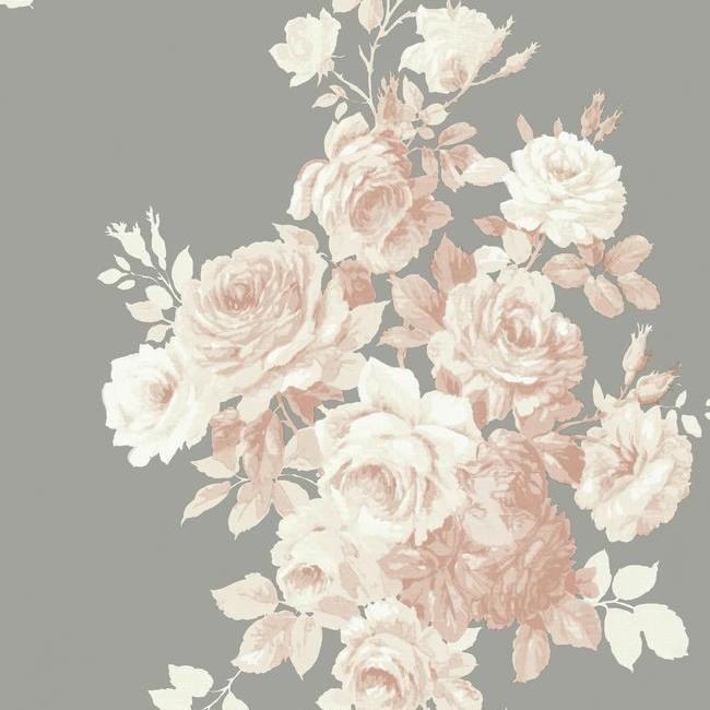 Magnolia Home Tea Rose Wallpaper - Blush and Grey