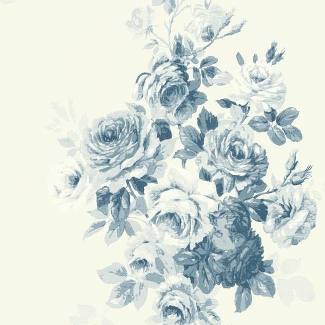 Magnolia Home Tea Rose Wallpaper - Blue