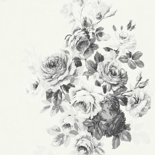 Magnolia Home Tea Rose Wallpaper - White and Grey