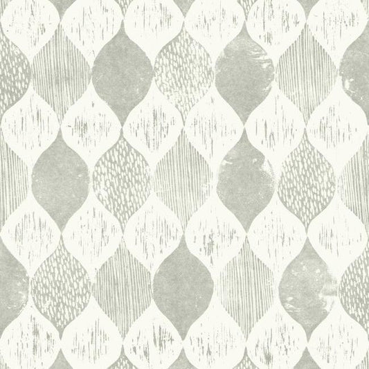 Magnolia Home Woodblock Print Wallpaper - Gray