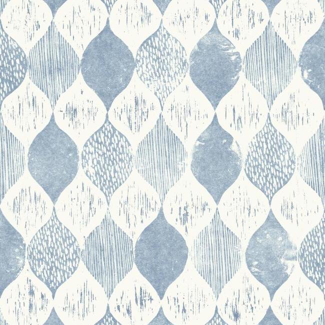 Magnolia Home Woodblock Print Wallpaper - True Blue