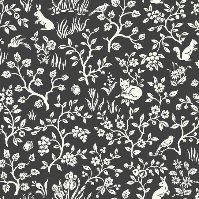 Magnolia Home Fox & Hare Wallpaper - Straight Black