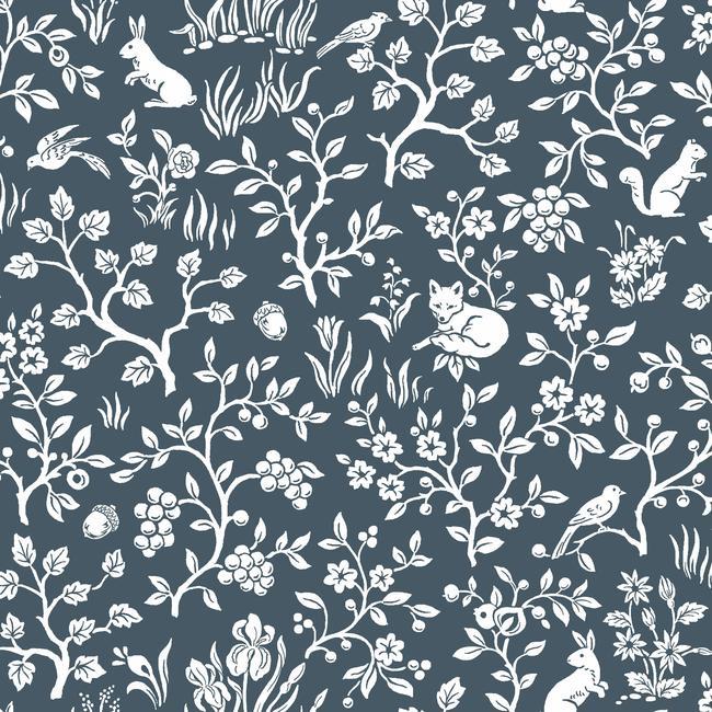 Magnolia Home Fox & Hare Wallpaper - Navy
