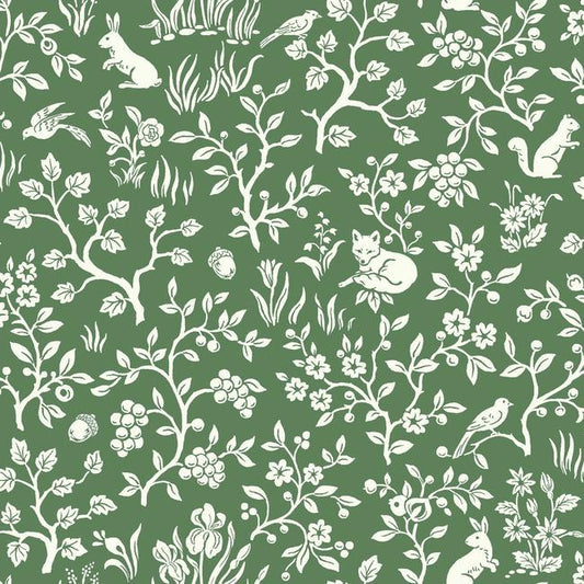 Magnolia Home Fox & Hare Wallpaper - Forest Green