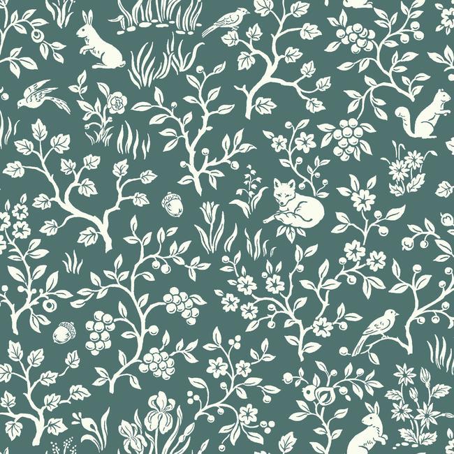 Magnolia Home Fox & Hare Wallpaper - Teal