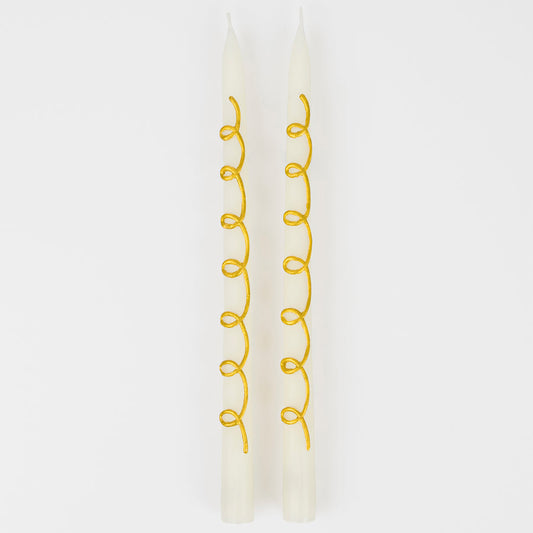 Gold Swirl Taper Candles