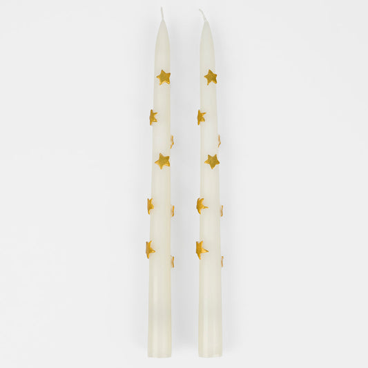 Gold Star Taper Candles