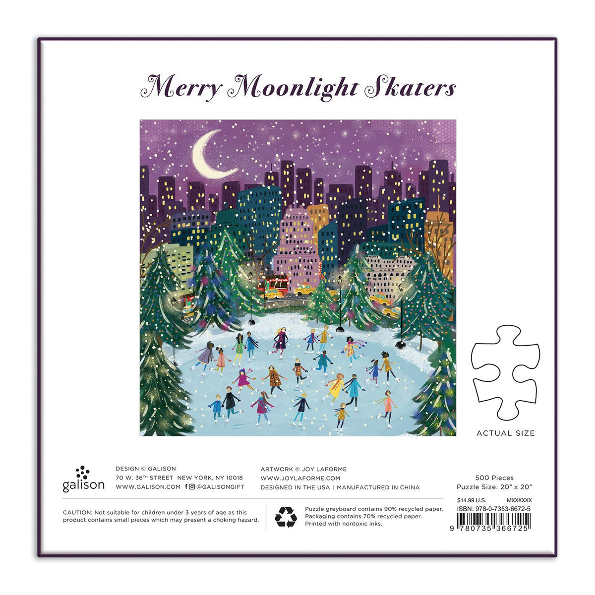 Merry Moonlight Skaters Foil Jigsaw Puzzle