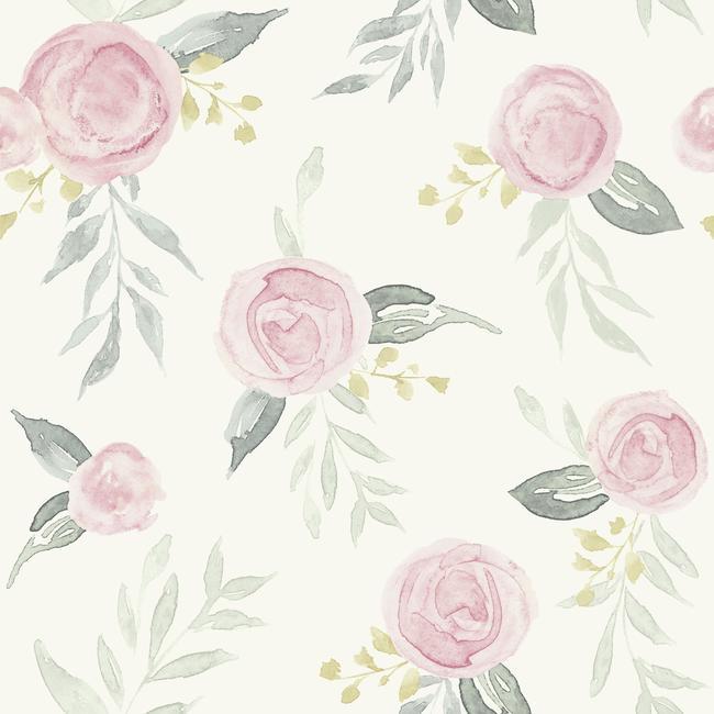 Magnolia Home Watercolor Roses Peel & Stick Wallpaper - Gala Pink