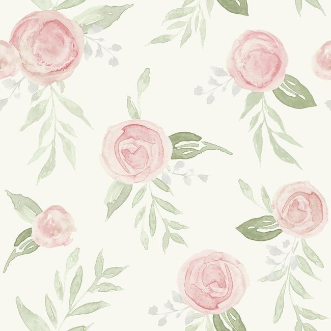 Magnolia Home Watercolor Roses Peel & Stick Wallpaper - Dishy Coral