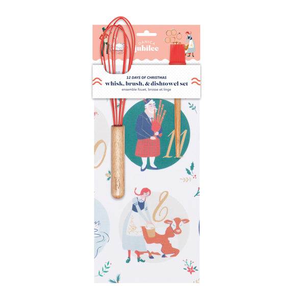 12 Days of Christmas Whisk Brush and Dishtowel Set