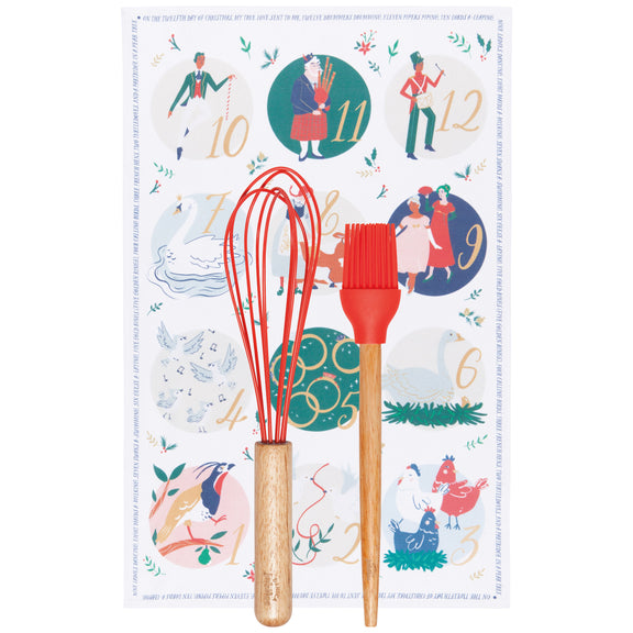 12 Days of Christmas Whisk Brush and Dishtowel Set