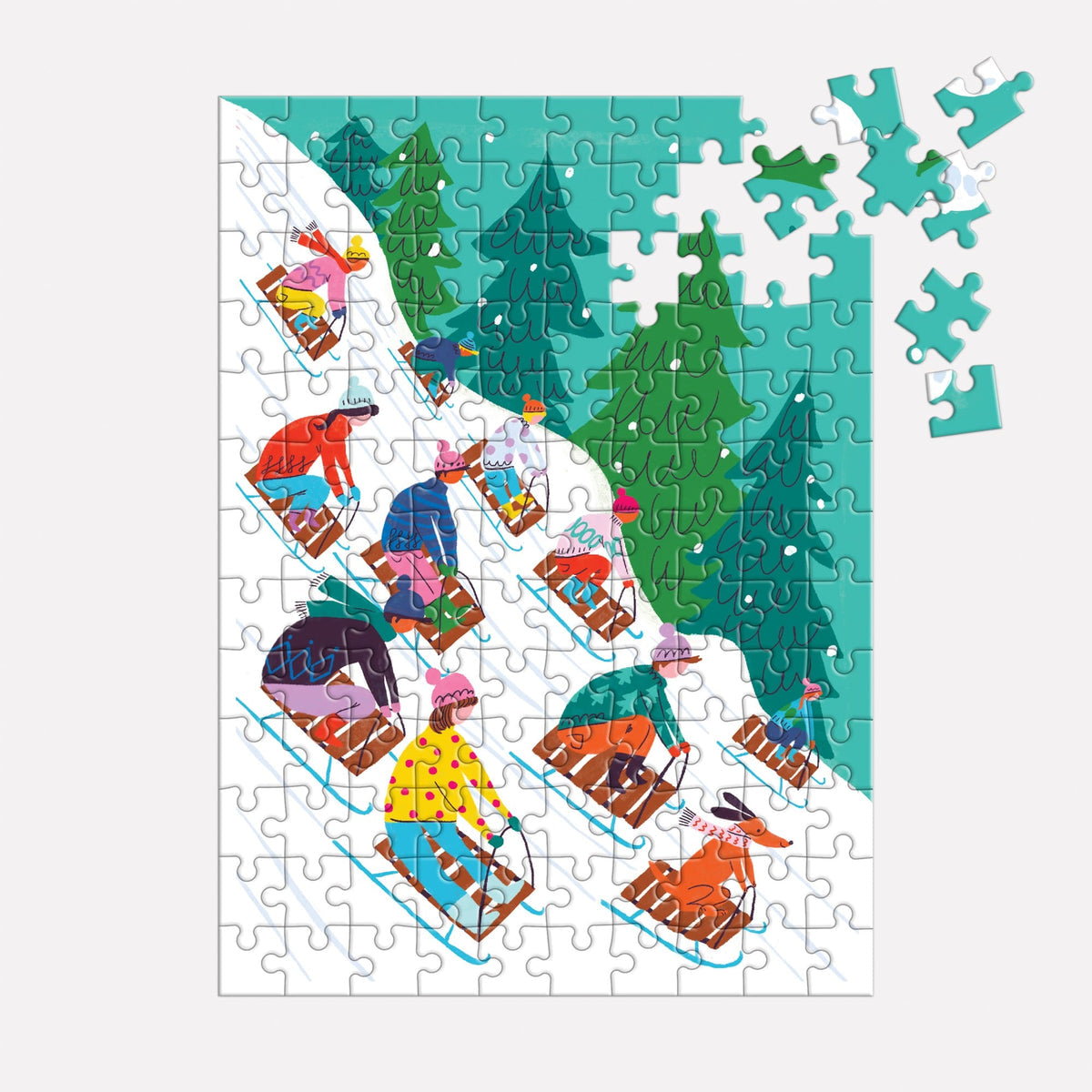 Winter Sledding Puzzle Ornament