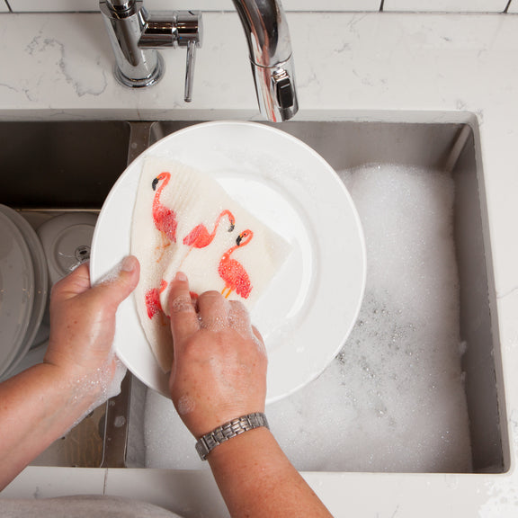 Swedish Dishcloth - Flamingos