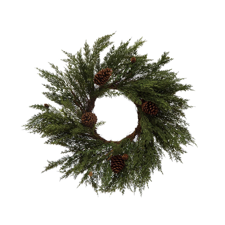 Cypress Wreath with Pinecones