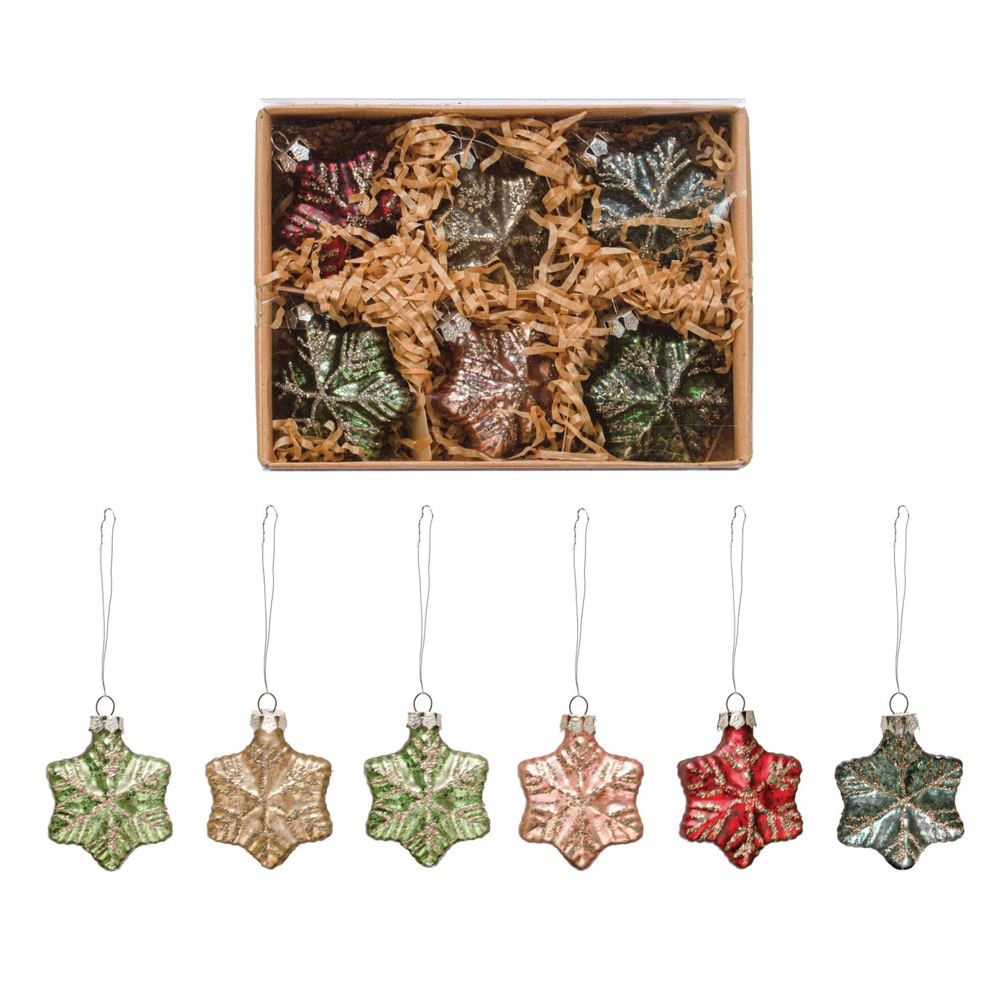 Glass Snowflake Ornament Set