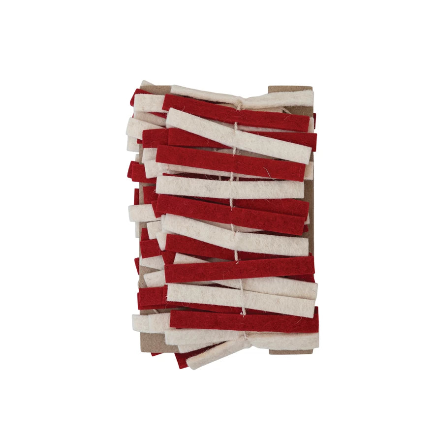 Felt Red & White Strip Garland