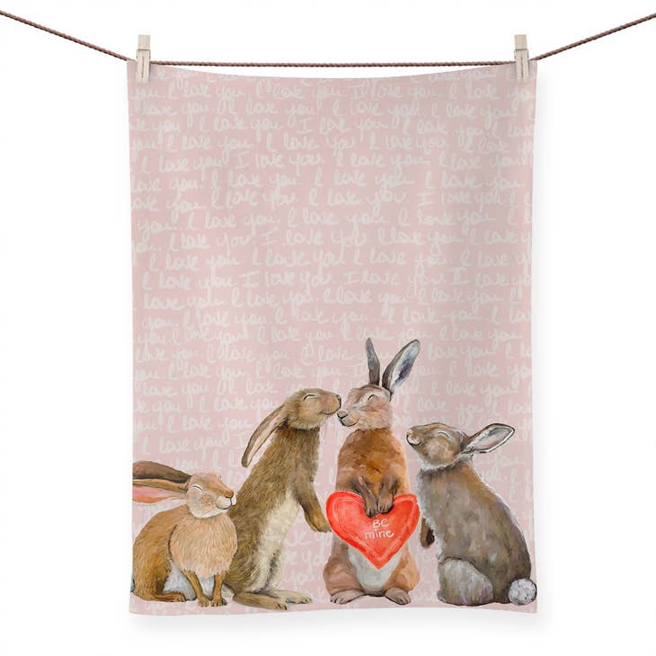 Valentine Bunny Tea Towel